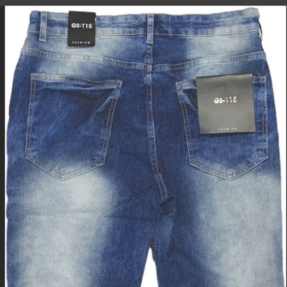 GS-115 Distressed Light Acid Wash Slim Fit Jeans - Picture 3 of 9